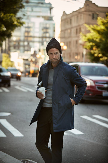 Cutter & Buck Bellevue Men's Trench Coat | Padded Waterproof Jacket | Navy or Grey | S-4XL