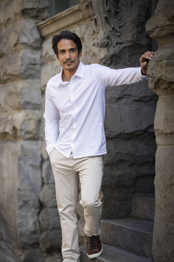 Cutter & Buck Hedley Men's Stretch Shirt | Breathable Organic Cotton | Black or White | S-4XL