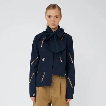Embroidered Cotton Bow Shirt - Last One (size 36)