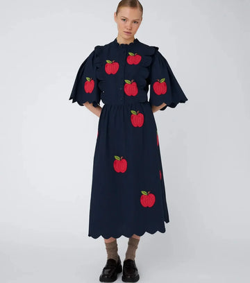 Embroidered Cotton Midi Dress