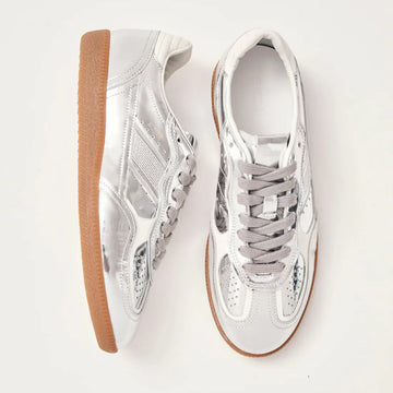 Silver Cream Leather Sneakers