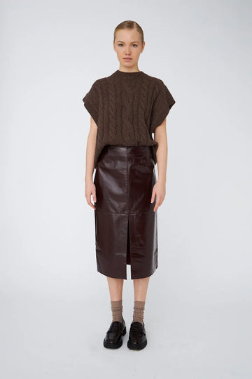 Brown Cable Knit Vest