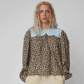 Leopard Blouse with Embroidery - Last One (size 36)