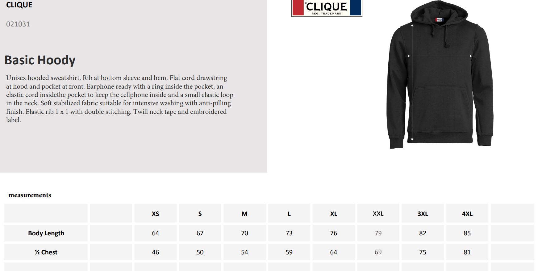 Clique Basic Hoodie | Unisex | Medium Weight Hooded Jumper | 12 Colours | XS-5XL - Hoodie - Logo Free Clothing
