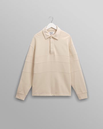 wax london men's Blen - Ecru Organic Cotton Rugby Shirt