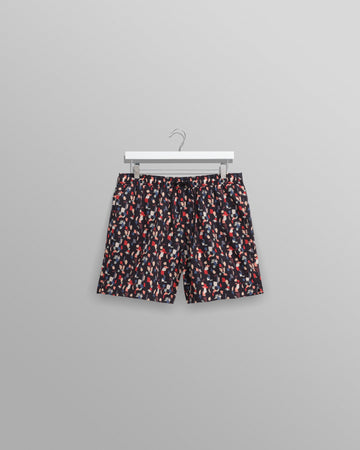 wax london men's Brockwell - Black Geometric Logo Swim Shorts