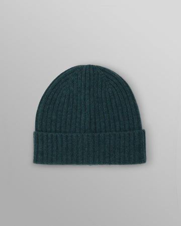 wax london men's Brook - Forest Green Single Rib Wool Beanie