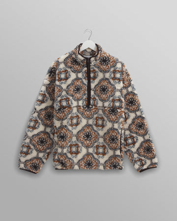 wax london men's Camley - Ecru Tile Print Fleece