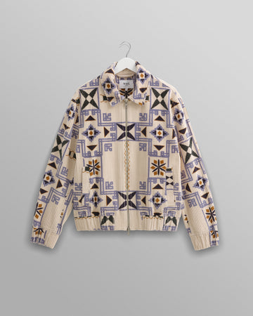 wax london men's Cartha - Ecru Geometric Corduroy Jacket