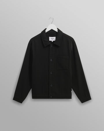 wax london men's Coleman - Black Double Weave Cotton Jacket