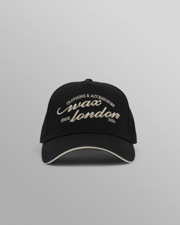wax london men's Dale - Black Script Trucker Cap
