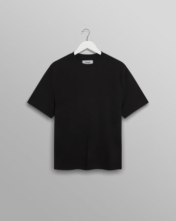wax london men's Dean - Black Textured Organic Cotton T-Shirt