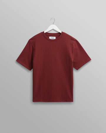 wax london men's Dean - Burgundy Textured Organic Cotton T-Shirt