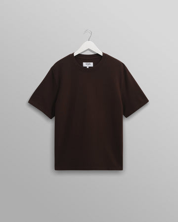 wax london men's Dean - Dark Brown Textured Organic Cotton T-Shirt