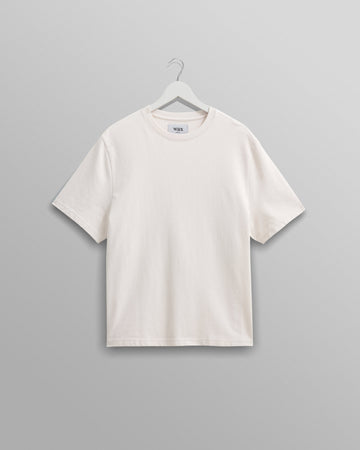 wax london men's Dean - Ecru Textured Organic Cotton T-Shirt