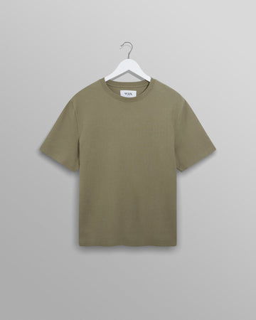 wax london men's Dean - Green Textured Organic Cotton T-Shirt
