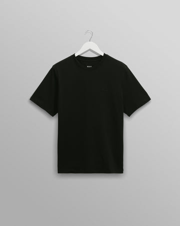 wax london men's Dean - Black Embroidered Logo Organic Cotton T-Shirt