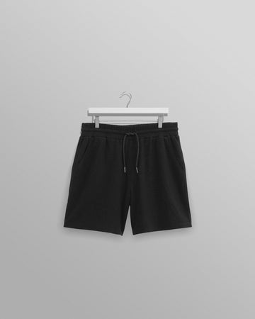 wax london men's Dudley - Black Textured Waffle Shorts