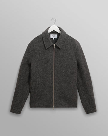 wax london men's Eldon - Mid Grey Boiled Wool Jacket