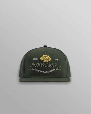 wax london men's Farrell - Dark Green Cotton Trucker Cap