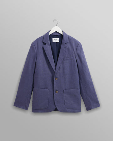 wax london men's Fintry - Mid-Blue Linen Blazer