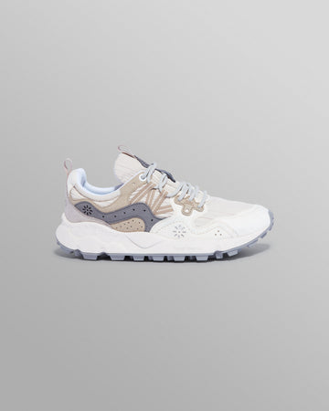 wax london men's Flower Mountain - Cream Suede And Technical Fabric Trainers
