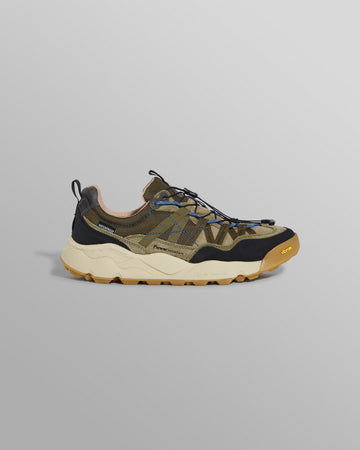 wax london men's Flower Mountain IWANO 2 - Khaki And Black Waterproof Eco Suede And Nylon Trainers