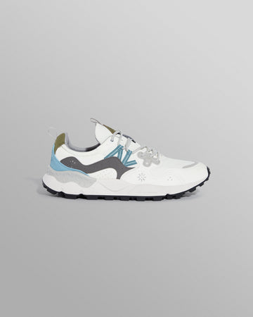 wax london men's Flower Mountain YAMANO 3 - White And Grey Suede And Nylon Trainers