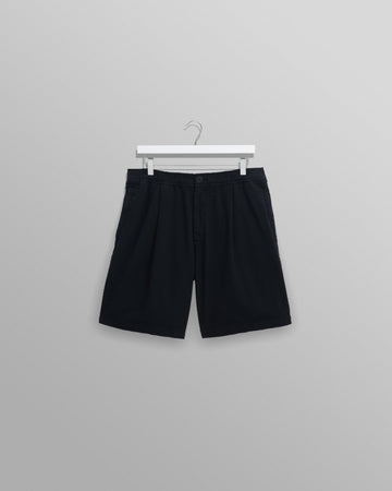 wax london men's Fuller - Navy Cotton Seersucker Shorts