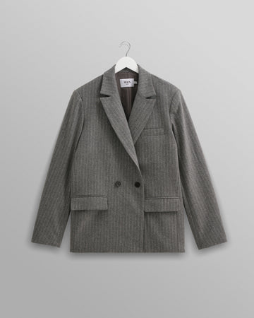 wax london men's Gekko - Charcoal Grey Pinstripe Wool Blazer