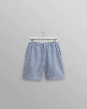 wax london men's Kurt - Blue Two-Tone Linen Shorts