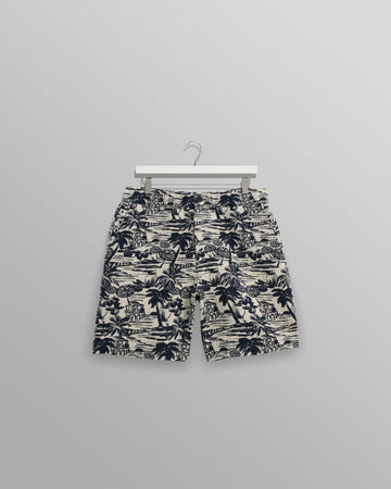 wax london men's Kurt - Navy And Ecru Beach Jacquard Shorts