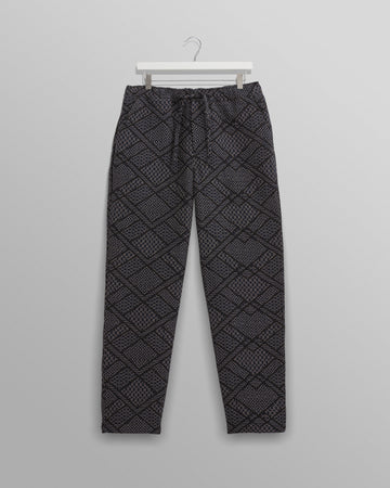 wax london men's Kurt - Navy Diamond Stitch Jacquard Trousers