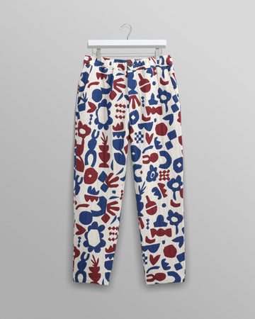 wax london men's Kurt - Red And Blue Spin Jacquard Trousers