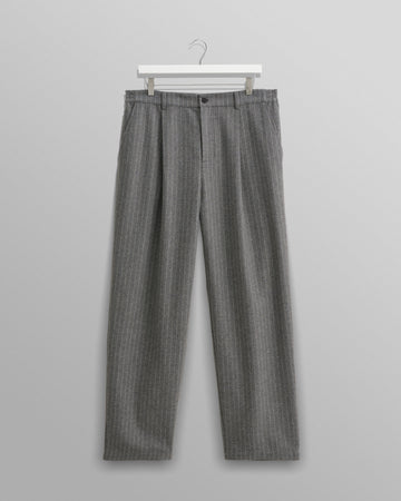 wax london men's Malham - Charcoal Grey Pinstripe Wool Trousers