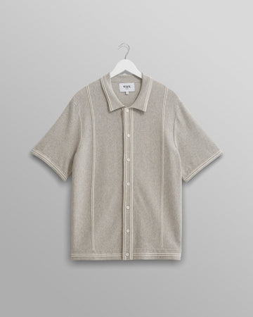 wax london men's Minori Shirt Grey Milano Stitch
