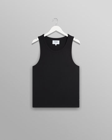 wax london men's Montague - Black Ribbed Organic Cotton Vest