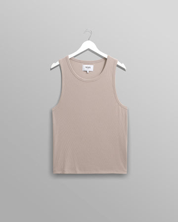 wax london men's Montague - Taupe Grey Ribbed Organic Cotton Vest