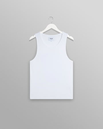 wax london men's Montague - White Ribbed Organic Cotton Vest