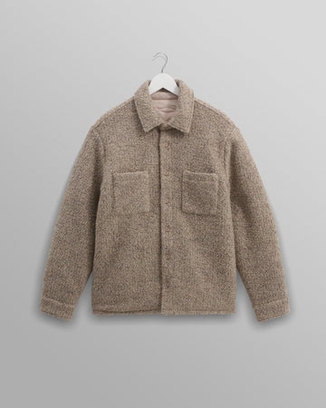wax london men's Mount - Natural Reversible Boucle Wool Overshirt