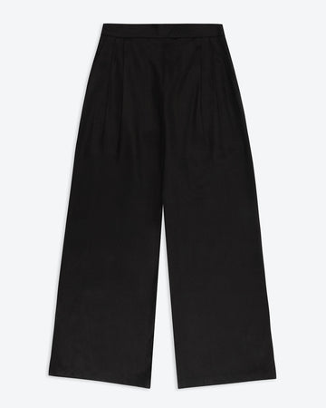 Black Lyocell Wide Trousers