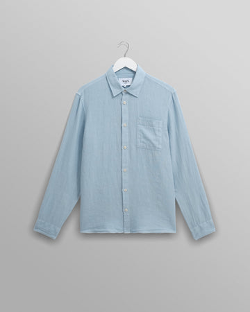 wax london men's Rove - Light Blue Linen Shirt