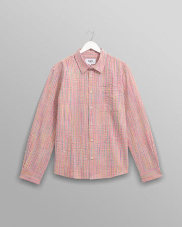 wax london men's Rove - Pink Check Organic Cotton Shirt