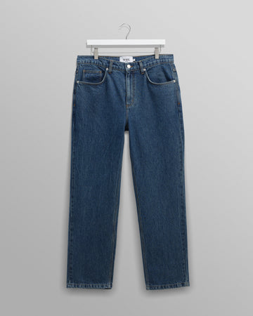 wax london men's Russell - Mid Blue Straight Fit Denim Jeans