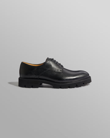 wax london men's S.T. Valentin - Black Grained Leather Derby Shoes