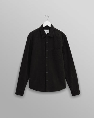 wax london men's Shelly - Black Seersucker Corduroy Shirt