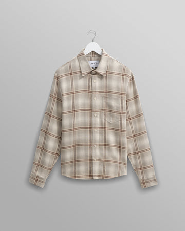 wax london men's Shelly - Sage And Ecru Ombre Flannel Shirt