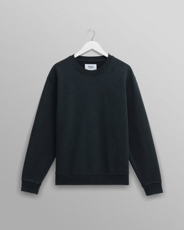wax london men's Sidney - Washed Black Brushed Organic Cotton Sweatshirt