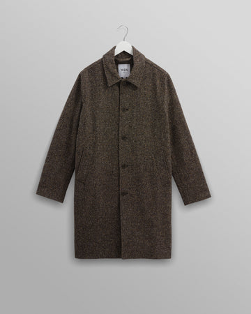 wax london men's Stan - Brown Fleck Tweed Car Coat