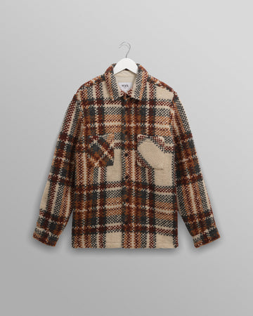 wax london men's Whiting - Ecru And Multicolour Wool Bobble Overshirt